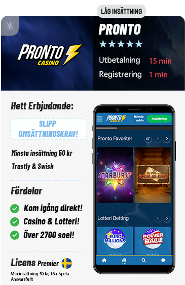Slipp omsättningskrav på Pronto Casino Just nu!