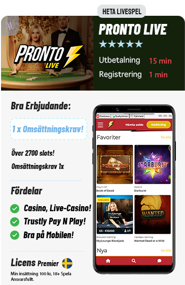 Endast 1x Omsättningskrav på Pronto Live